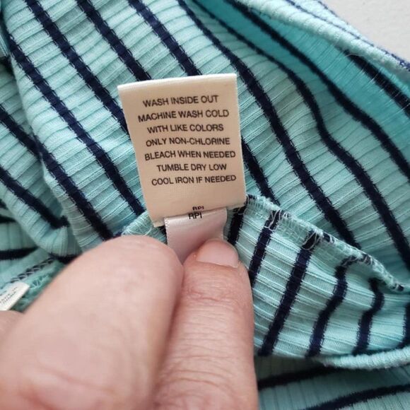 Mudd Green & Blue Striped Short Sleeved Top Size 8 - Picture 6 of 12